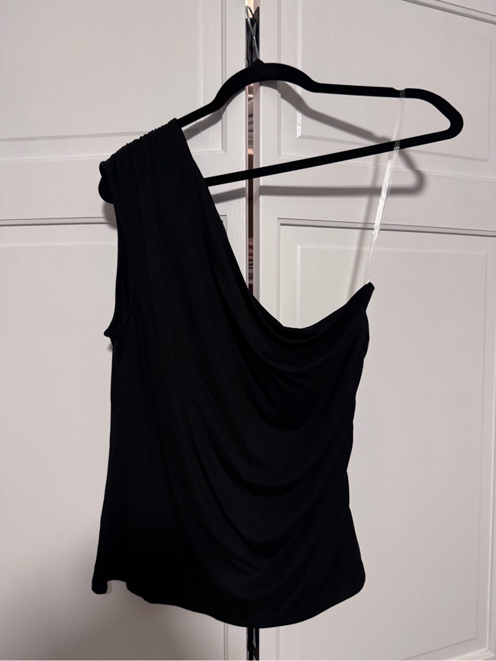 a new day Black One-Shoulder Draped Evening Top